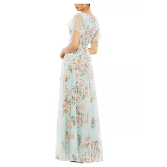 Mac Duggal Chiffon Beaded Robin's Egg Blue Gown - Picture 2 of 16